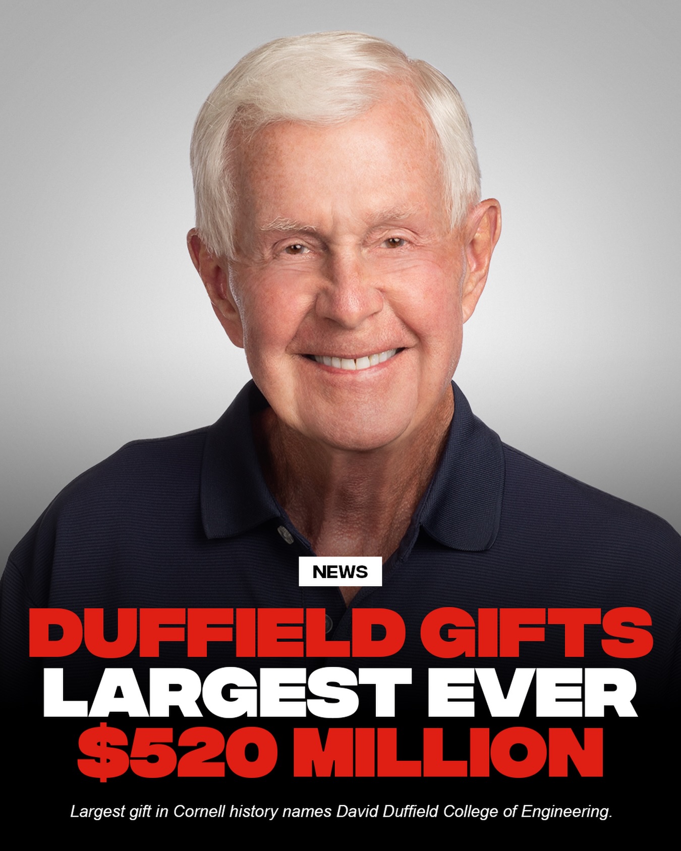 David Duffield has made the largest donation in the history of Cornell Universit