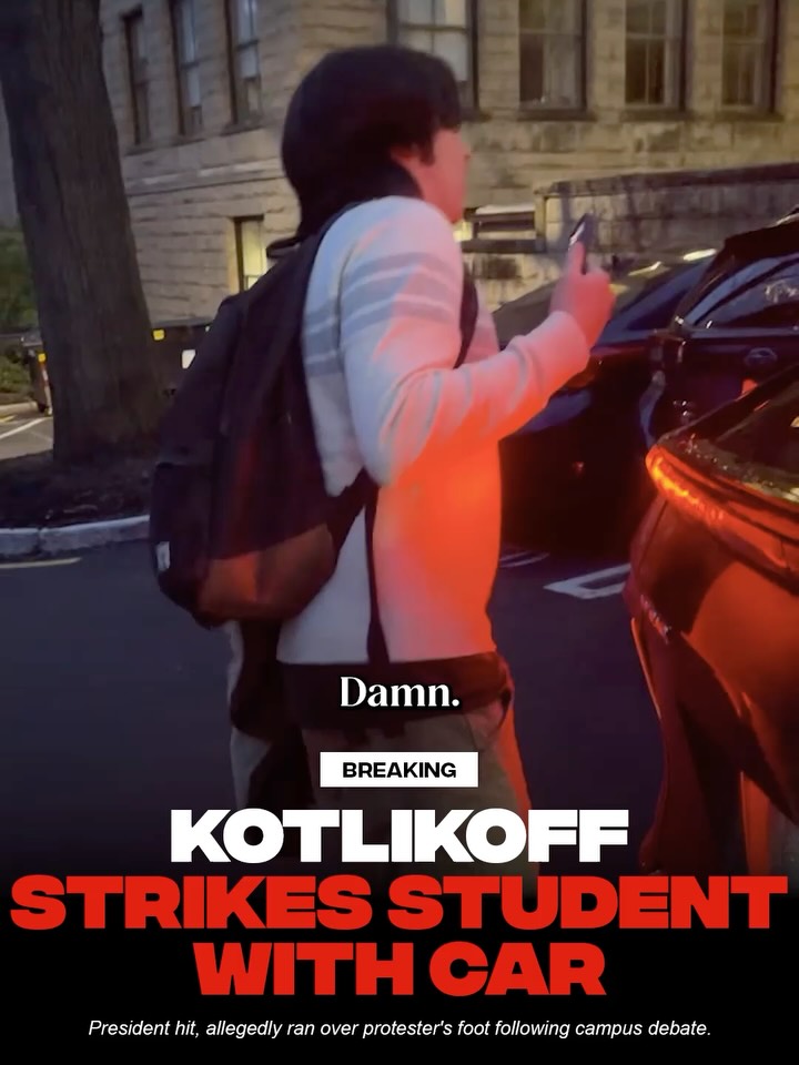 Video footage has surfaced showing President Michael Kotlikoff backing his car i
