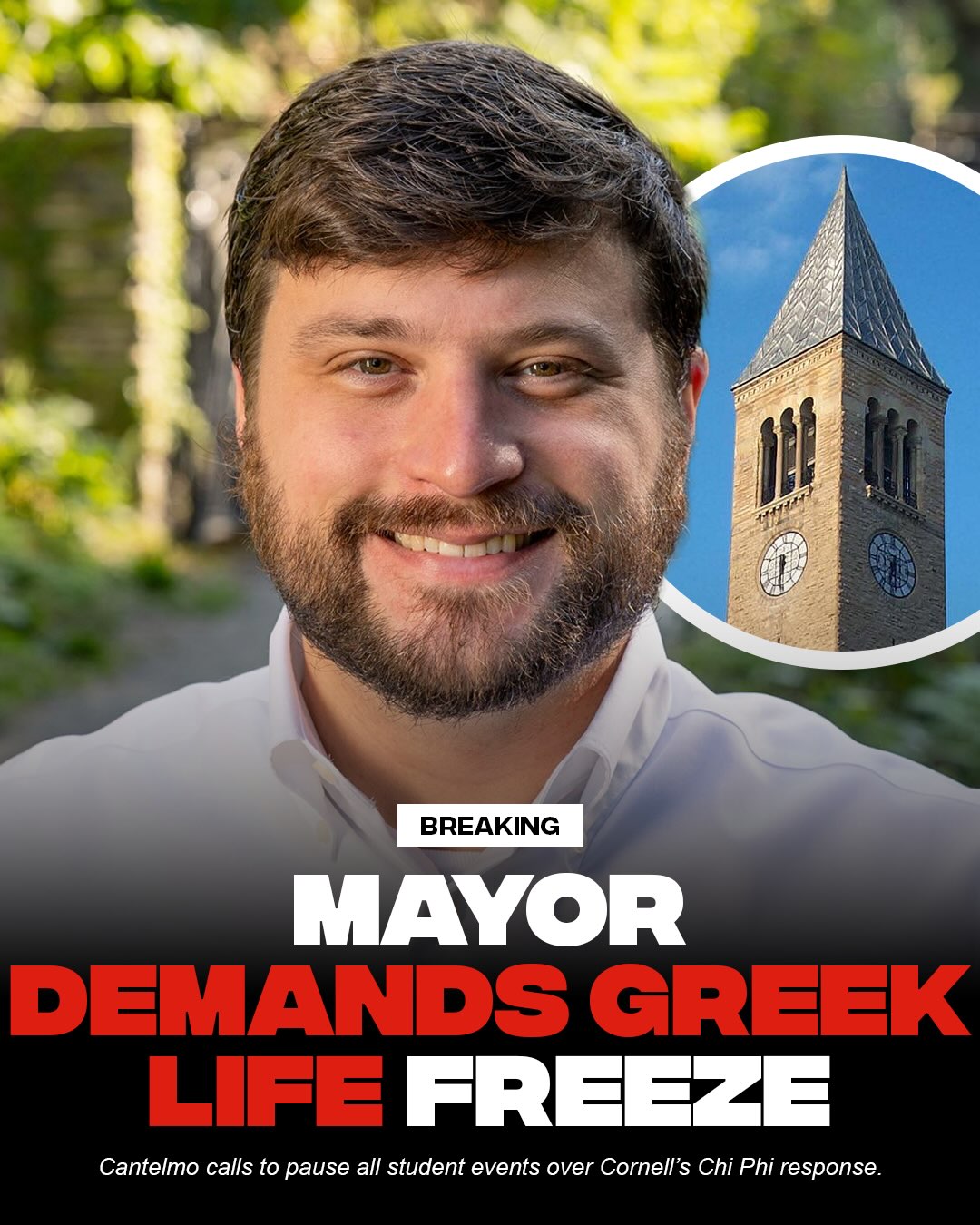 Ithaca Mayor Robert Cantelmo M.A. ’20 is calling for an immediate moratorium on 