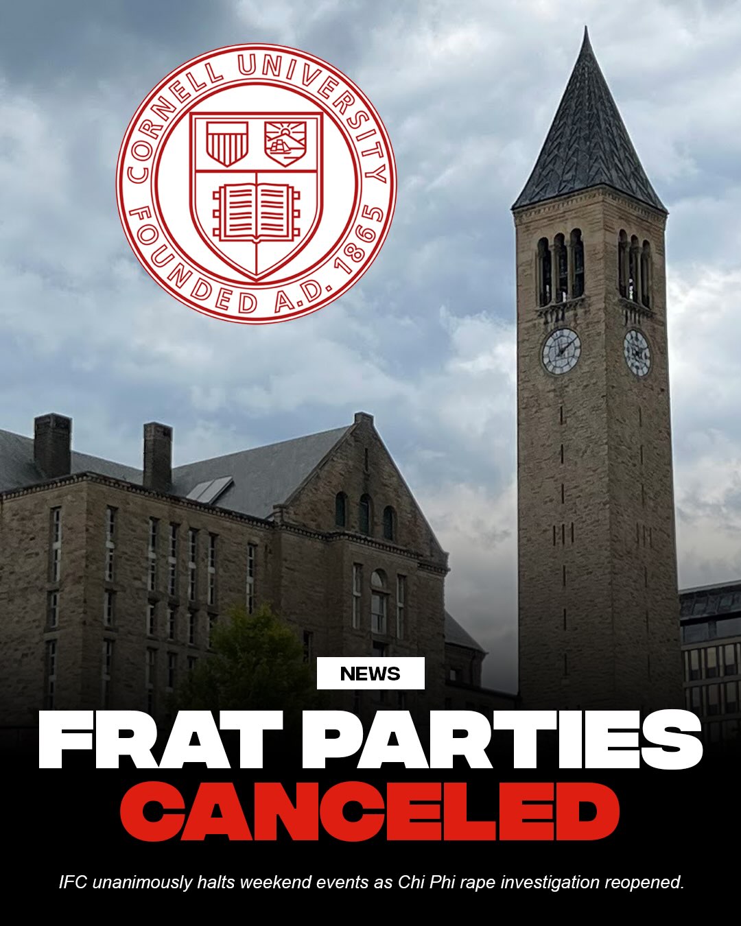Via @cornellsun, all 22 Cornell Interfraternity Council chapter presidents voted