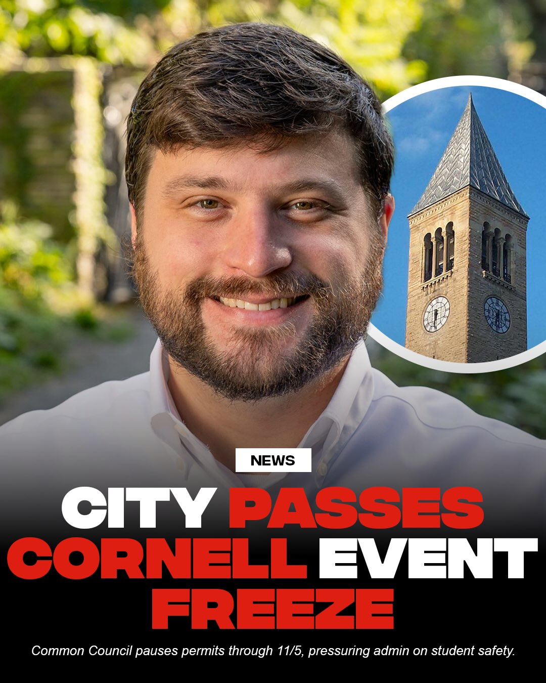 The Ithaca Common Council voted 9-1 on Wednesday to freeze all new event and noi